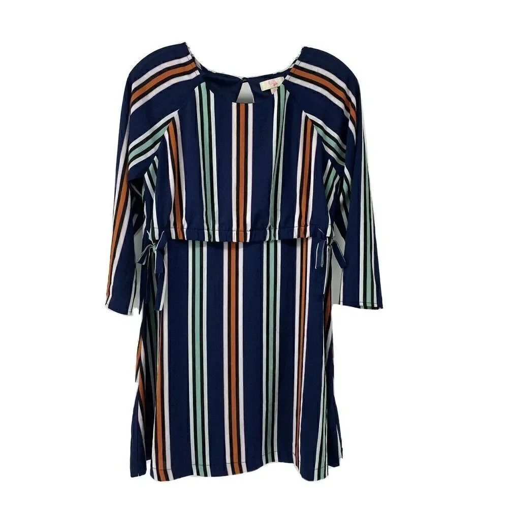 Gianni Bini Girls XL Blue Striped Layered Dress
